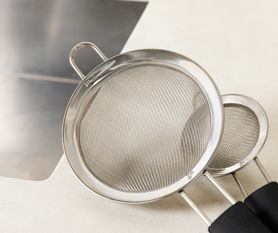 Made to perfectly fit the basin, the strainer captures all course grounds.