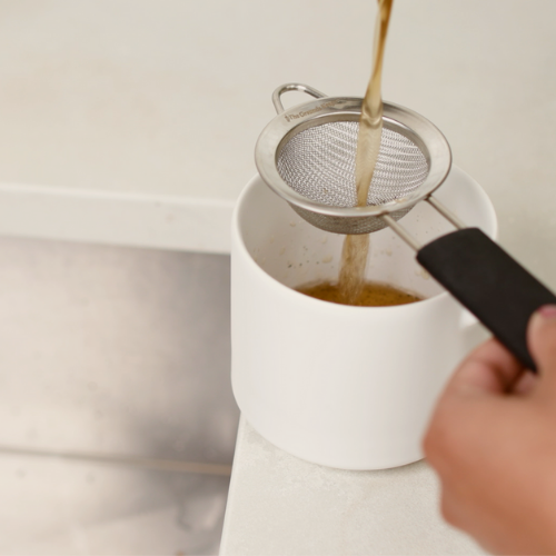 The Grounds Keeper includes a petit strainer to prevent coffee grounds from getting into your coffee cup.  Even the best French press lets through coffee grounds and the petit strainer is the perfect tool for keeping loose grounds out of your coffee cup.
